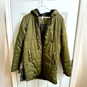 Army Green Fabletics Lightweight Puffer Coat